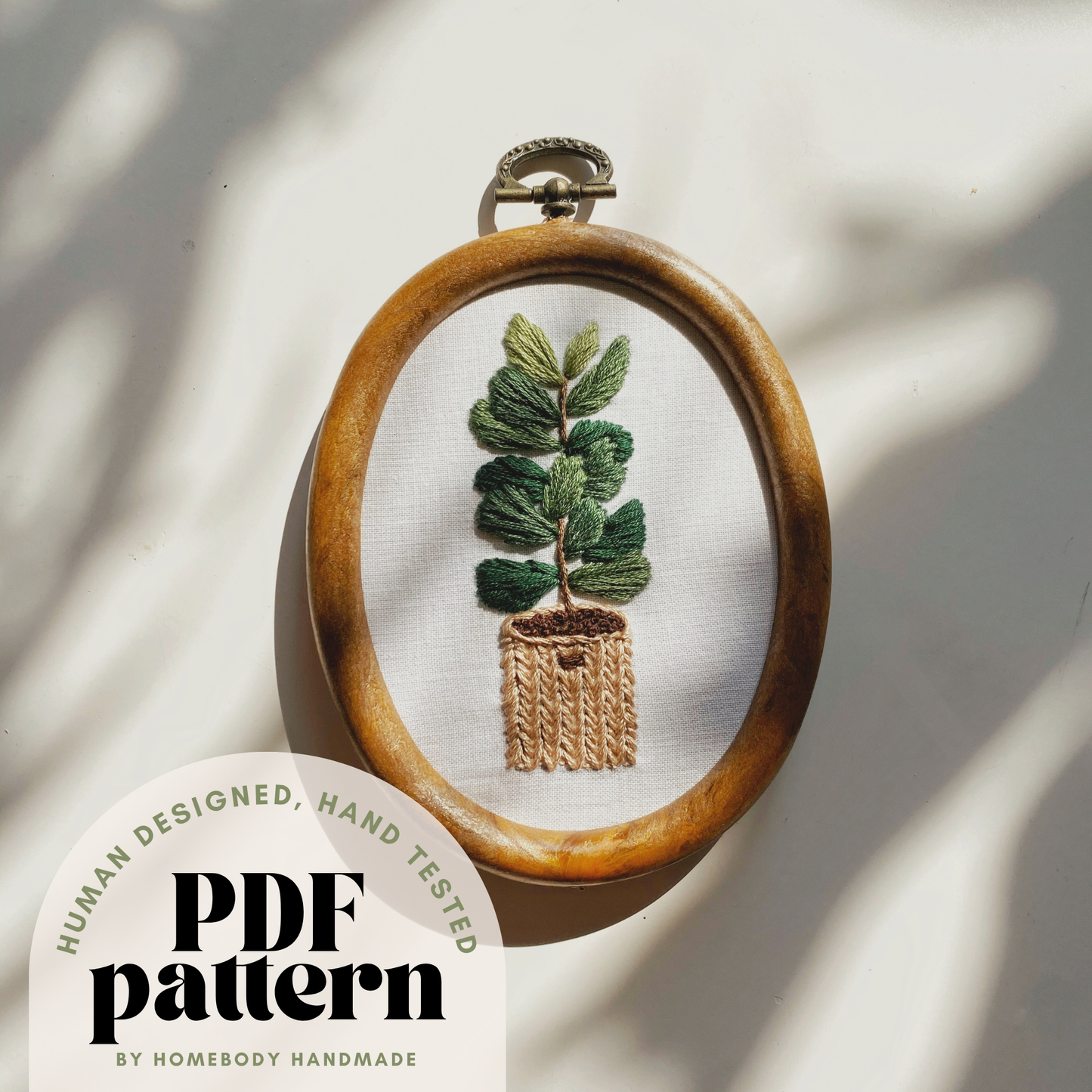 Fiddle Leaf Fig Embroidery Pattern Instant Download PDF File