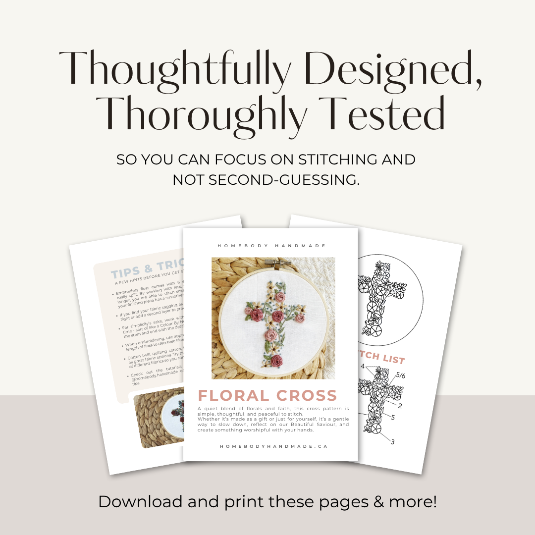 Embroidery Pattern || Floral Cross || Christian Hand Embroidery
