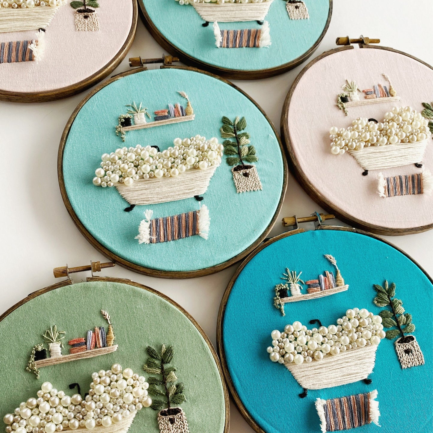 Beaded Bubble Bath Embroidery Pattern Instant Download PDF