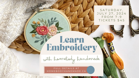Embroidery 101 Workshop July 27, 2024