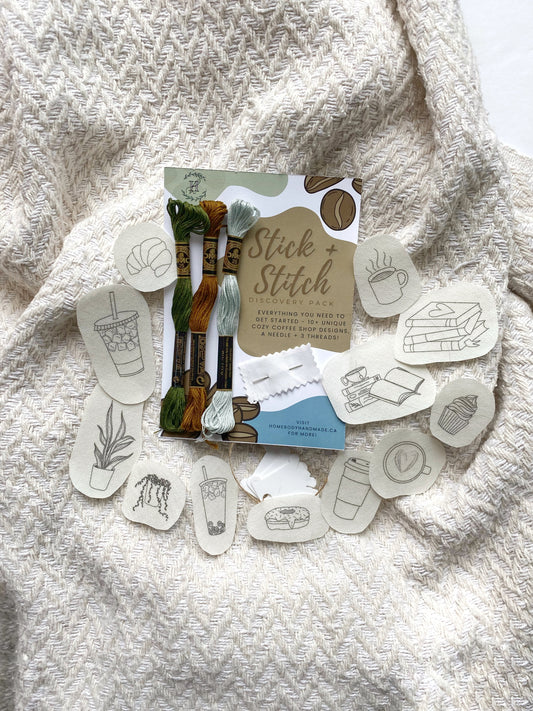 Stick and Stitch Pack | Cozy Coffee Shop | DIY Embroidery Discovery Bundle