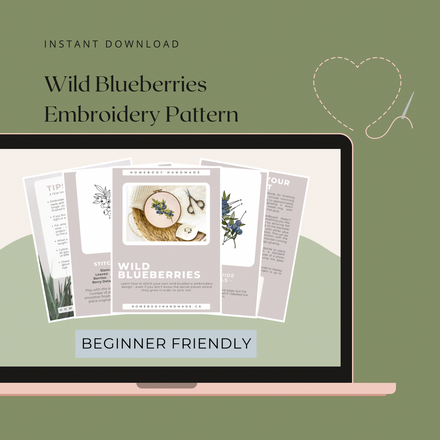 Wild Blueberries Embroidery Pattern || Beginner Friendly DIY Traceable Embroidery Design