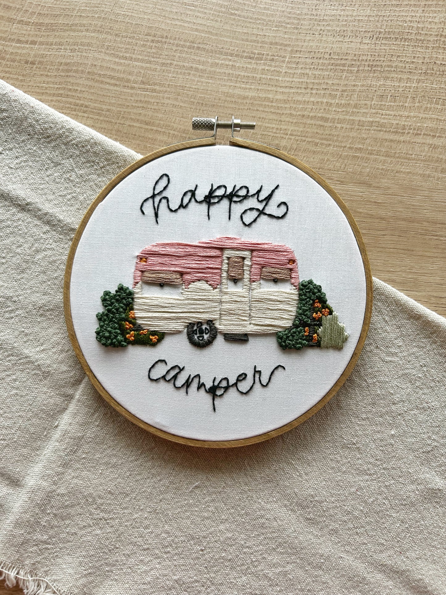 Happy Camper Embroidery Pattern || Instant Download PDF File || DIY Trailer, Camping, Glamping Decor