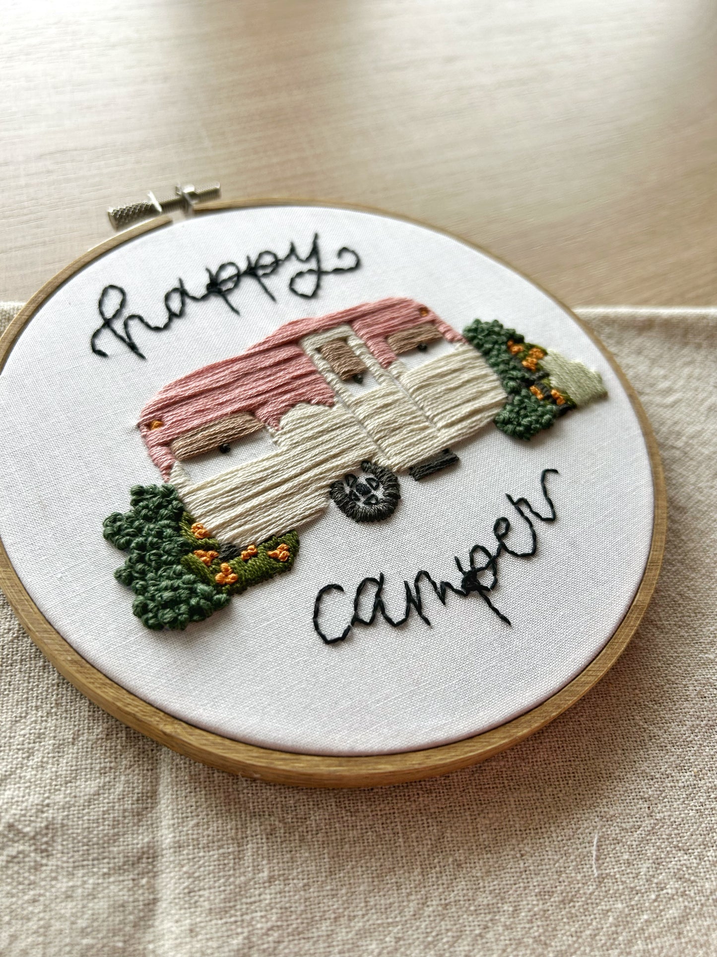 Happy Camper Embroidery Pattern || Instant Download PDF File || DIY Trailer, Camping, Glamping Decor