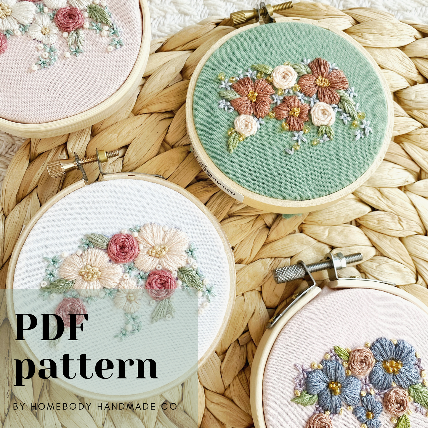 Mama Bear Embroidery Pattern || Beginner Friendly DIY Floral Needlework Design