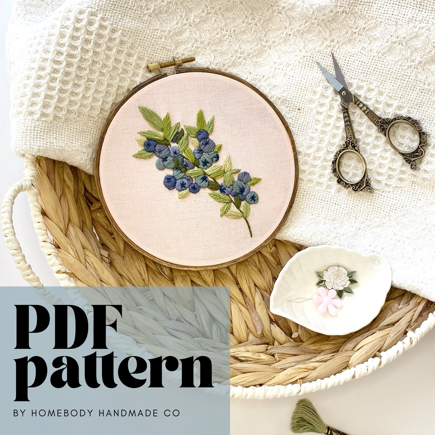 Wild Blueberries Embroidery Pattern || Beginner Friendly DIY Traceable Embroidery Design