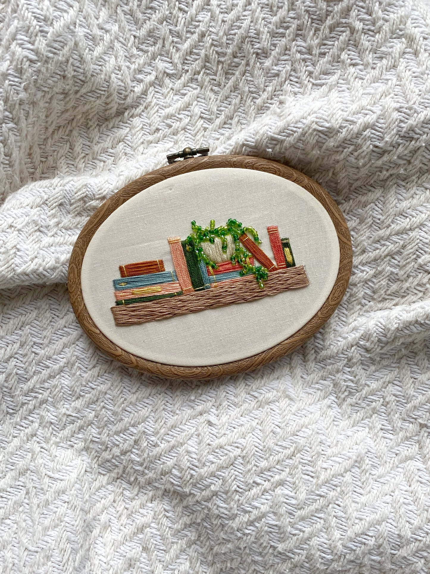 Read Between the Vines || Ready-to-Ship Original Embroidery Hoop Artwork