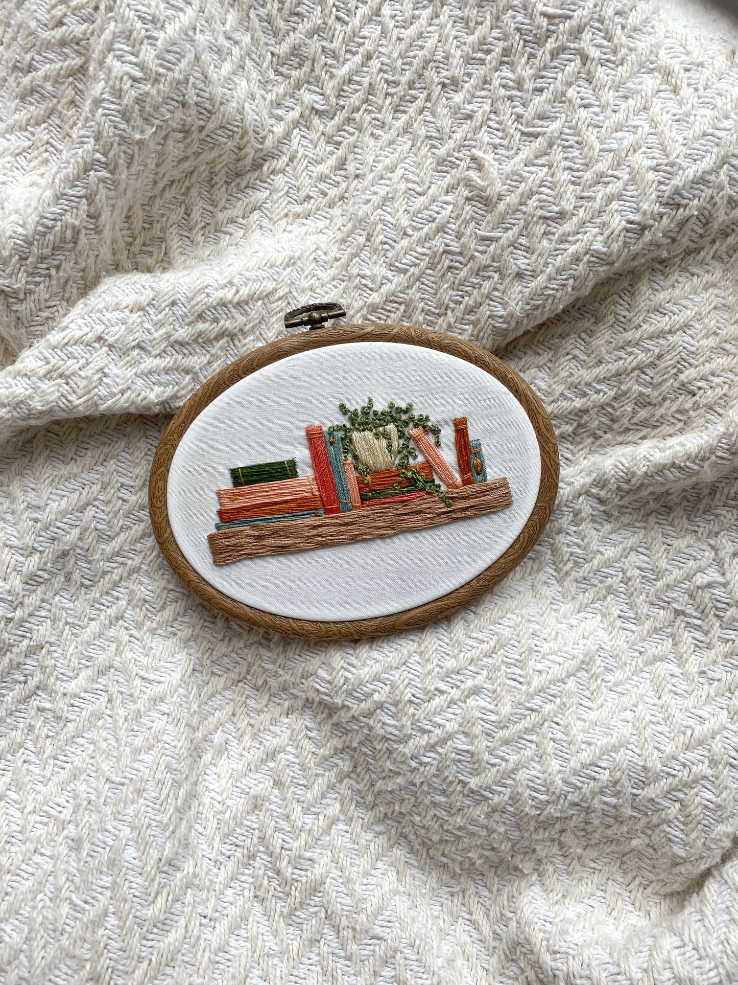 Read Between the Vines || Ready-to-Ship Original Embroidery Hoop Artwork