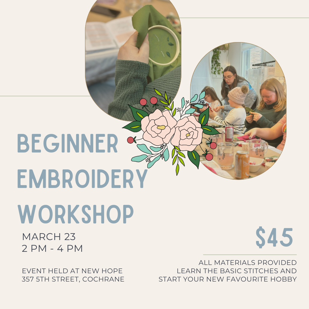 Cochrane Beginner Embroidery Workshop Ticket - March 23, 2024