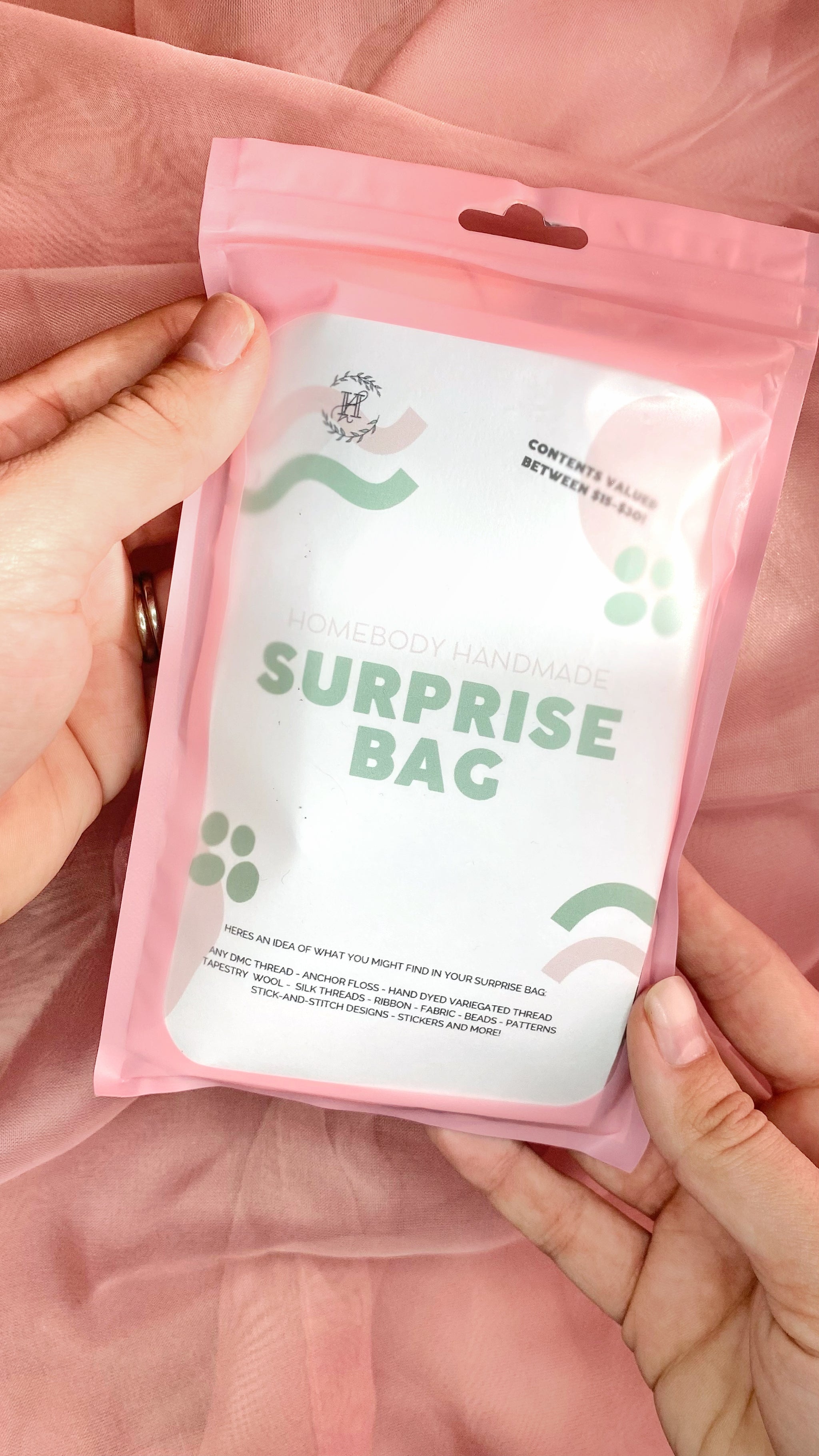 A sneak peek at the contents of multiple embroidery thread surprise bags.