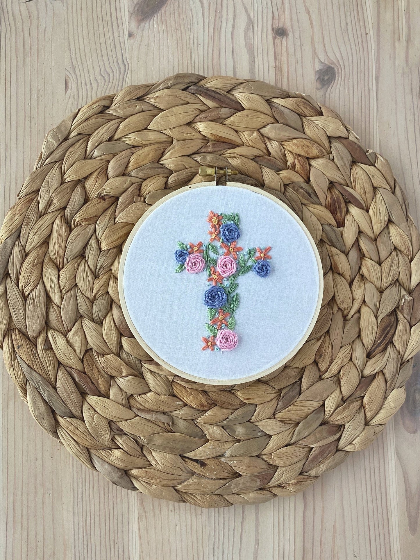 Embroidery Pattern || Floral Cross || Christian Hand Embroidery