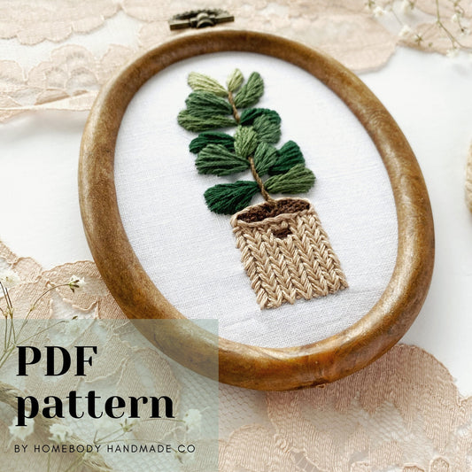 Fiddle Leaf Fig Embroidery Pattern Instant Download PDF File