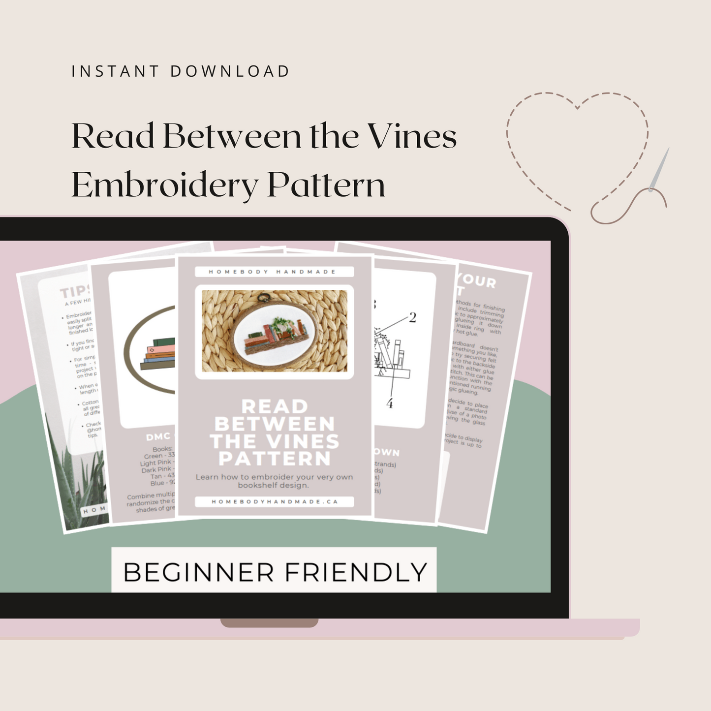 Read Between the Vines Embroidery Pattern